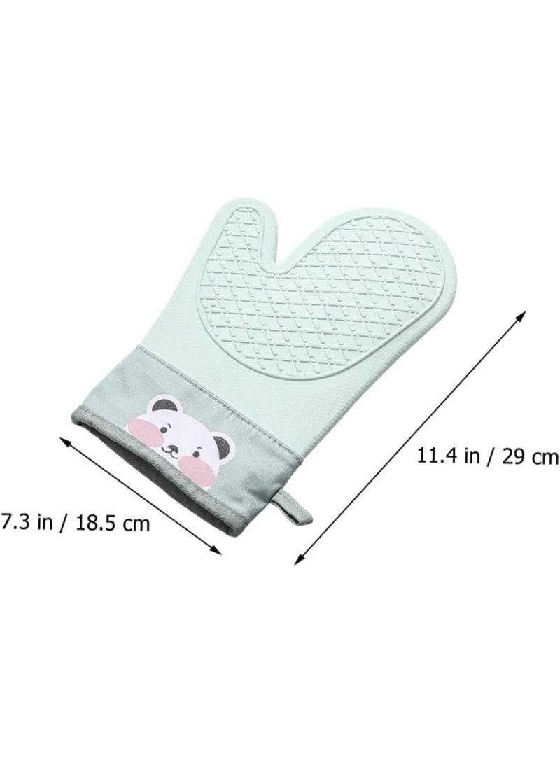 قفاز سيليكون أخضر مقاوم للحرارة يحمي اليدين ويمنع الانزلاق أثناء التعامل مع الفرن والمطبخ. - Image 2